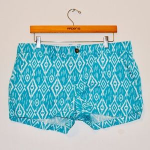 Turquoise print shorts